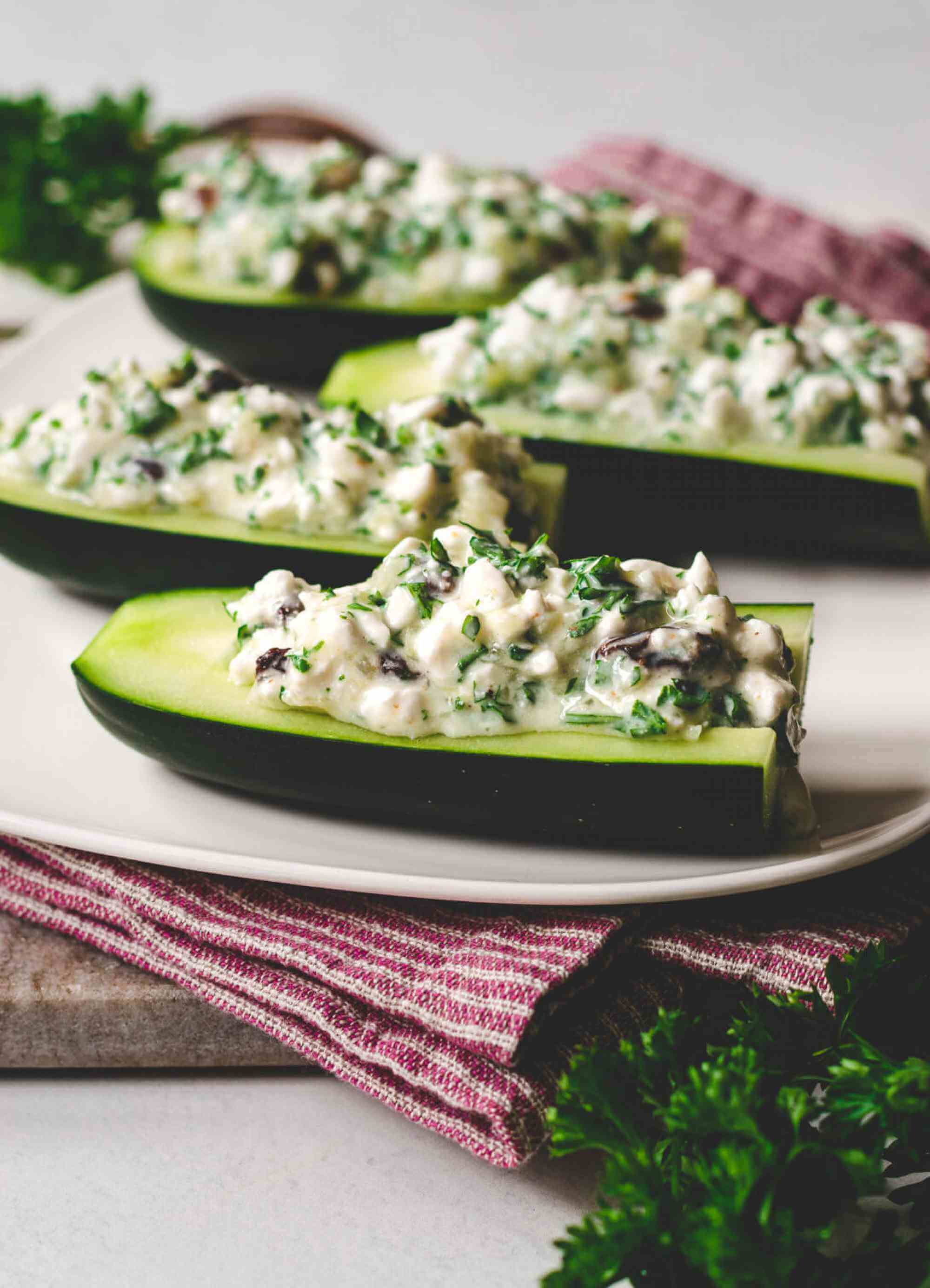 Cottage Cheese Cucumber Boats