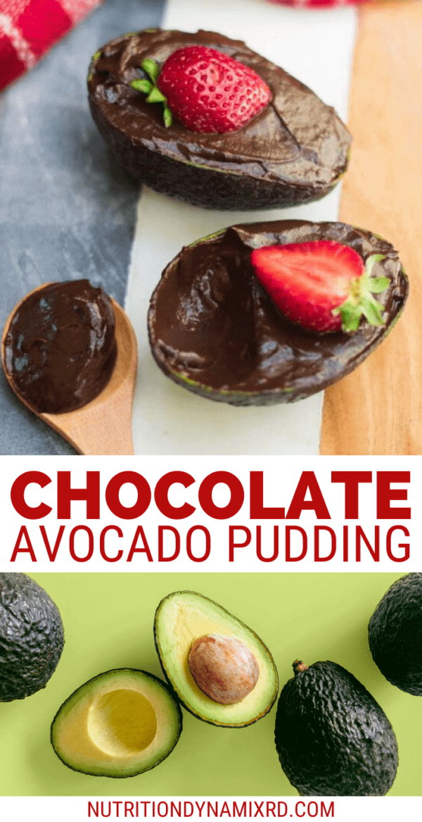 Chocolate Avocado Pudding with strawberry garnish