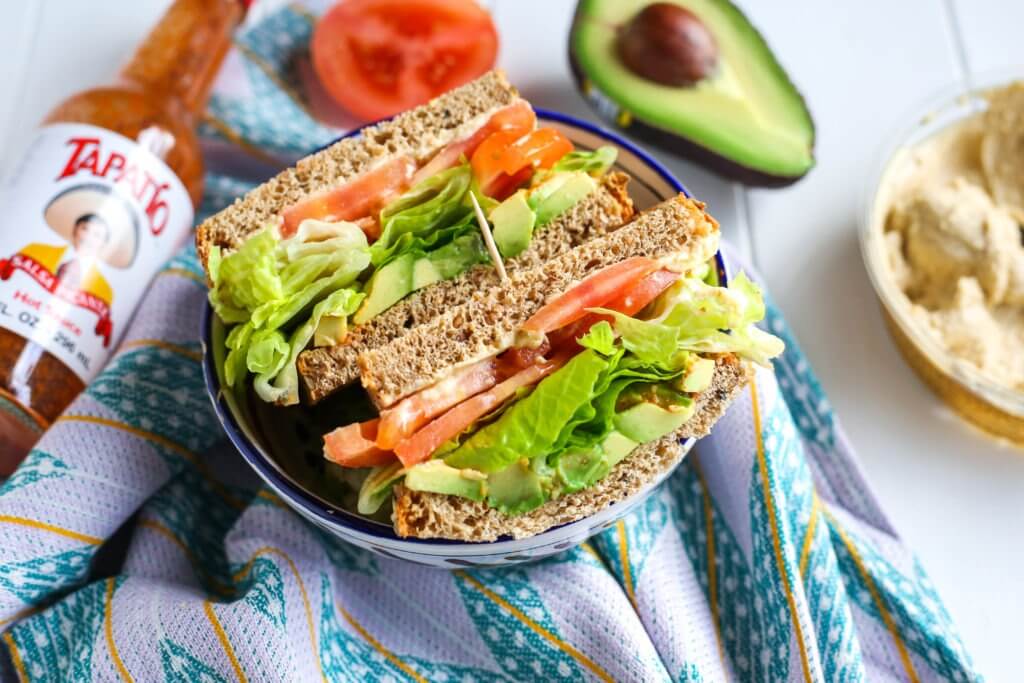 Smashed Avocado Hummus Sandwich