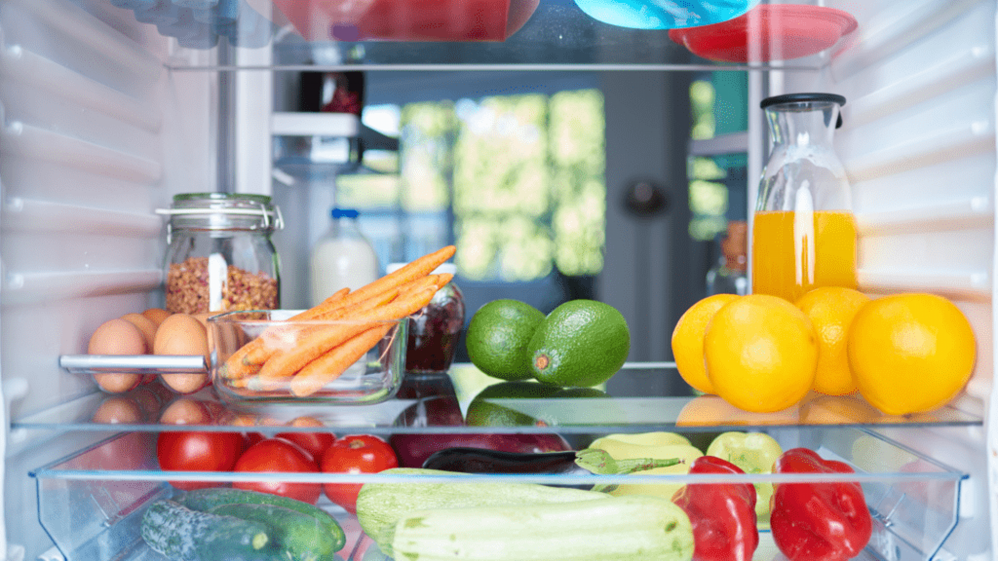 Inside of organized fridge