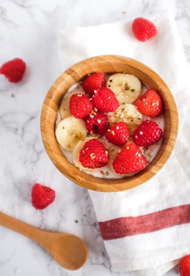 Raspberry Banana Yogurt Bowl